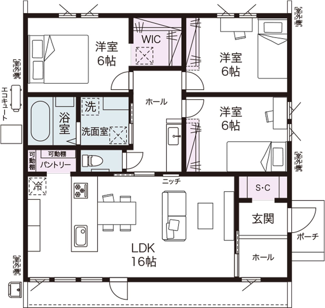 平屋の間取り図