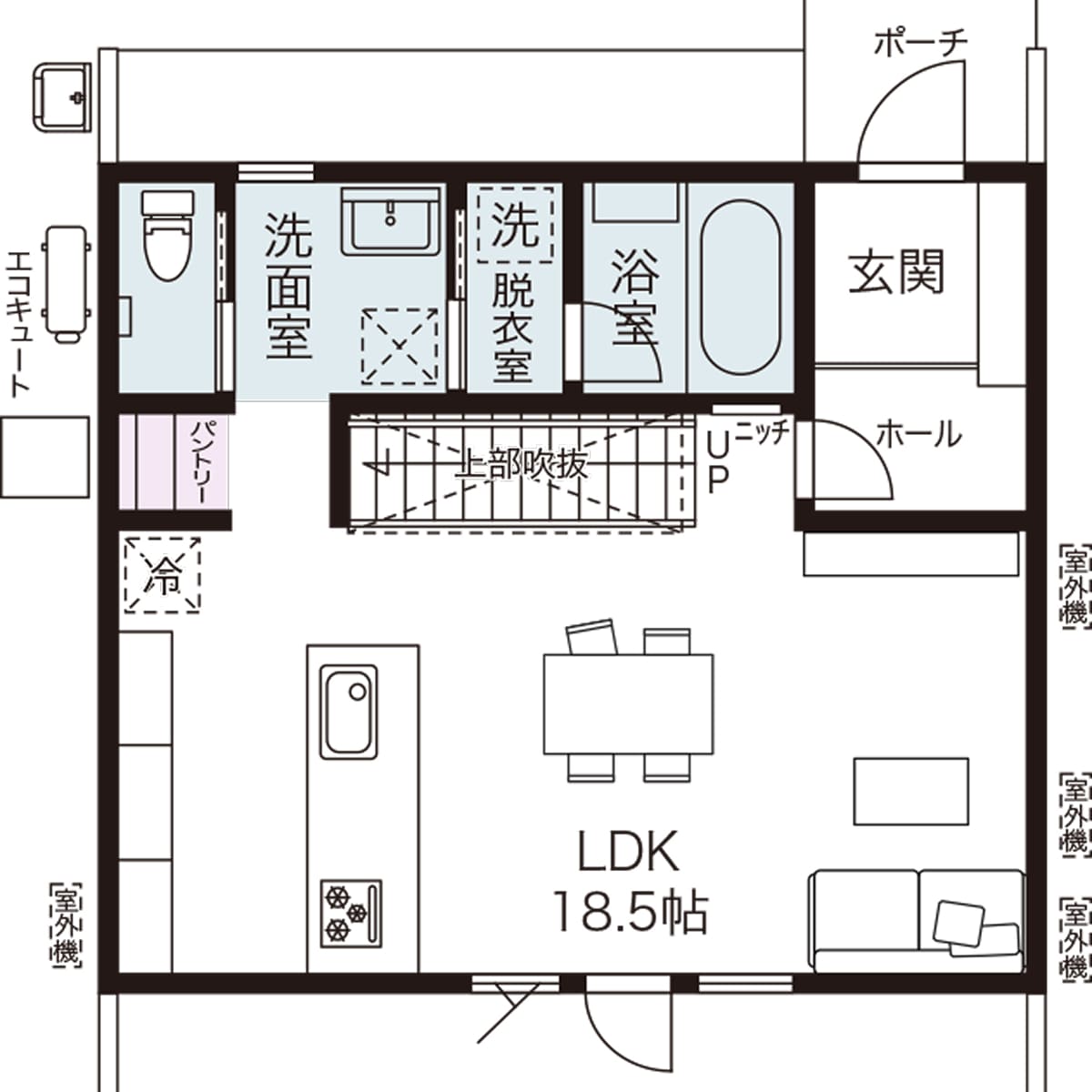 2階建ての1階間取り図