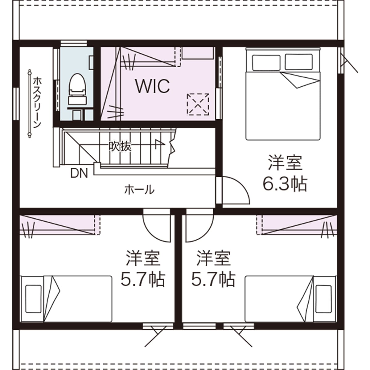 2階建ての2階間取り図